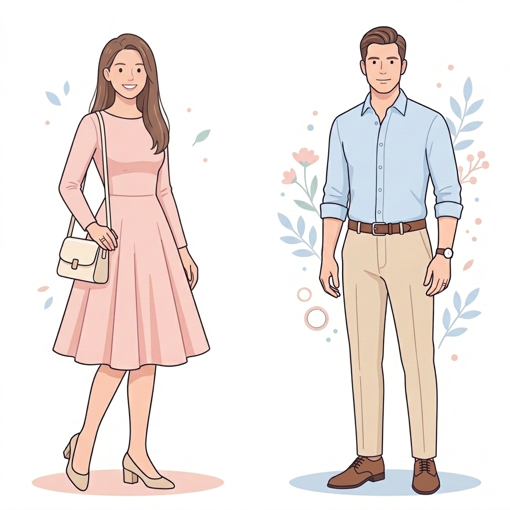 ブライダルフェアにおすすめの男女別服装イラスト