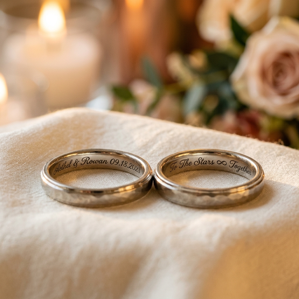 結婚指輪の内側の刻印をクローズアップした写真