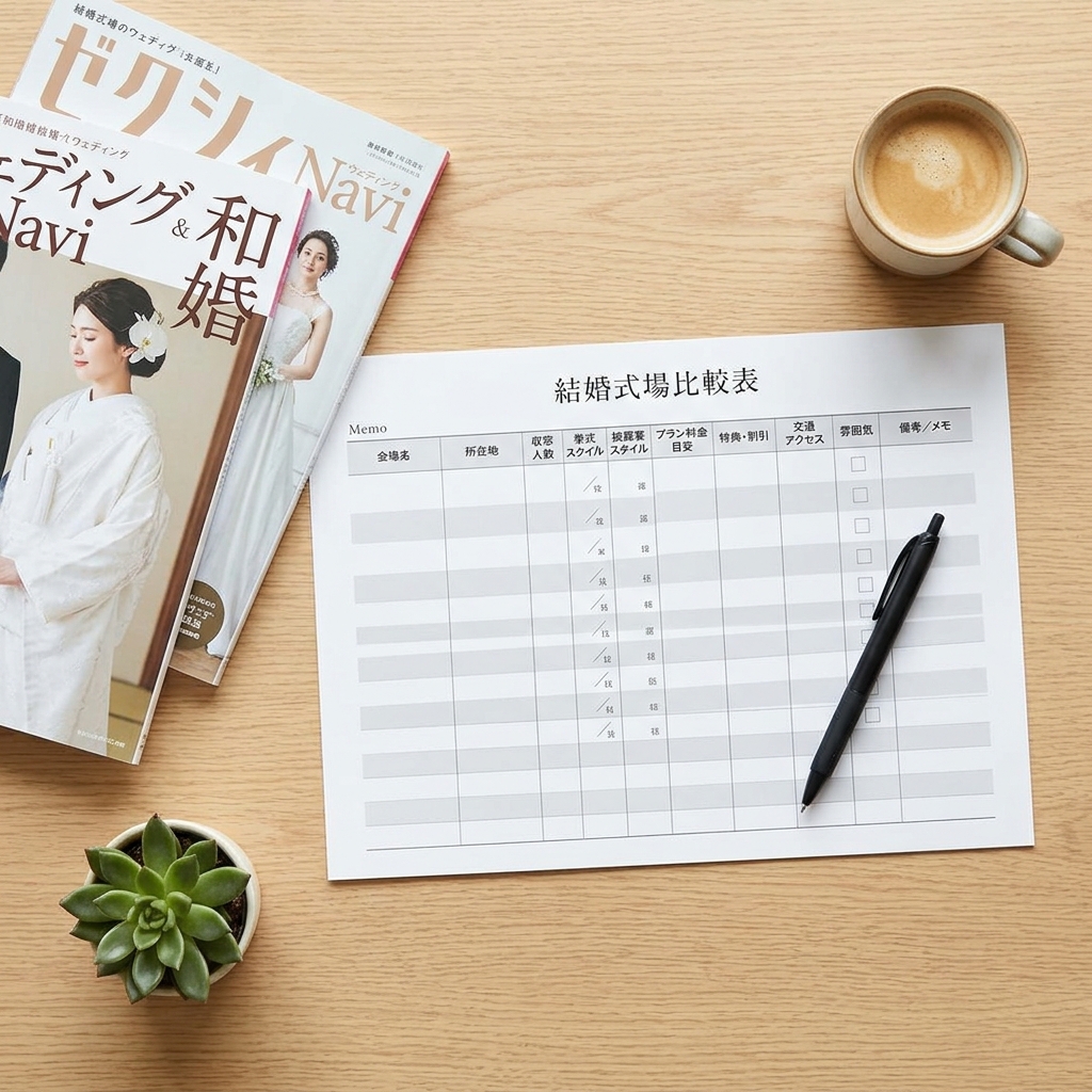 複数の式場を比較検討するためのメモシートのイメージ