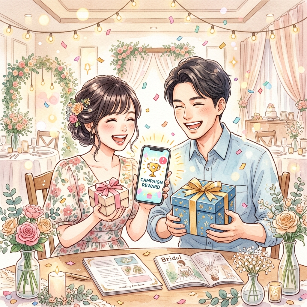 ブライダルフェアのキャンペーンをお得に活用するイメージ